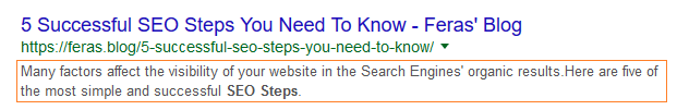 meta description appears in google organic search results.